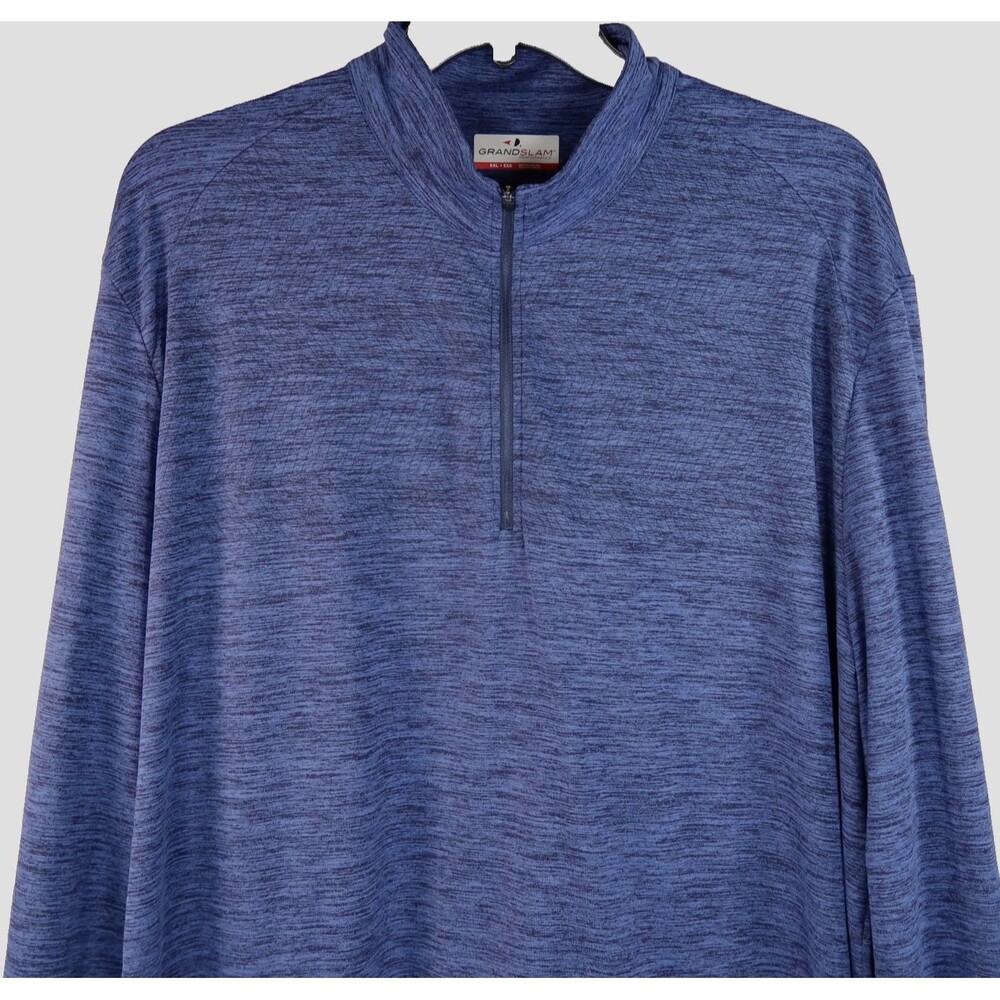 Grand Slam Performance Men's XXL Navy Heather Quarter Zip Long Sleeve Pullover
